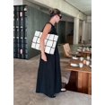 thumbnail image 3 of Vestido largo liso de retales tejido a la moda para mujer, vestido largo elegante con cuello redondo sin mangas y dobladillo suelto, ropa de verano para ir al trabajo, 3 of 5
