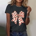 thumbnail image 6 of Women's Valentine's T-Shirt Short Sleeve Bow Print Crewneck Top for Romantic Dark Gray 2XL, 6 of 7