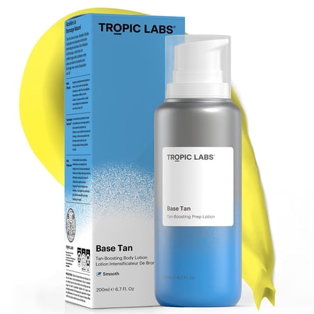 TROPIC LABS Base Tan  Tan Boosting Body Lotion - Hydrating Tan Accelerator Lotion For Rapid Tanning. Dark Browning Lotion Vacation Essentials For Women & Men 6.7oz