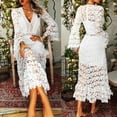 thumbnail image 3 of Aayomet Hawaiian Dresses For Women Women's Long Sleeve V Neck Ruched Bodycon Wrap Club Mini Dress,White M, 3 of 5