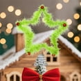 thumbnail image 3 of Rdhnmea Green Christmas Tree Topper Faux Fur Star Treetop Decoration Winter Holiday Supplies for Home, 3 of 7