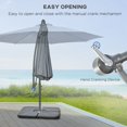 thumbnail image 4 of Outsunny 9.6ft Garden Parasol Sun Shade Banana Umbrella Cantilever Grey, 4 of 10