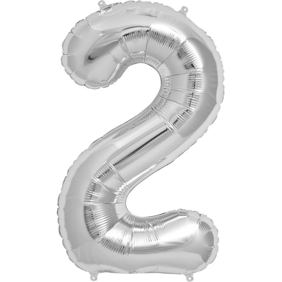 Number 2 Balloon, 32.5", Silver