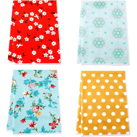 HNYG 4Pcs Kitchen Dish Towels, Microfiber Spring Floral Dish Towels, Fits Kitchen Stuff Accessories Housewarming Gift for Women, 16" x 24"