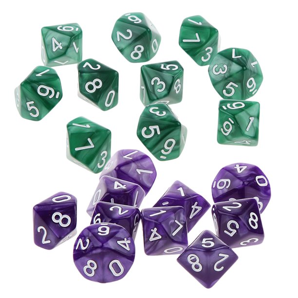 Juego de 20 Dados Acrílicos Sunnimix opacos D10 para mazmorras y juguetes morado