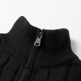 thumbnail image 5 of Chiccall Men's Quarter Zip Pullover Sweater Cable Knit Casual Loose Stand Collar Texture Knitted Sweaters, 5 of 6