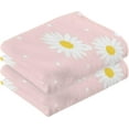 thumbnail image 2 of Coolnut Pink Daisy Set of 2 Fingertip Towel Larger Pure Cotton Soft Highly Absorbent Hand Towels for Bathroom Spa Home (16 x 28 Inches) Wash cloth, 2 of 7