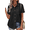 Black, variant on Womens Button Down Shirts Lapel Short Sleeve Shirt Collared Pocketed Casual Blouses Summer Tops