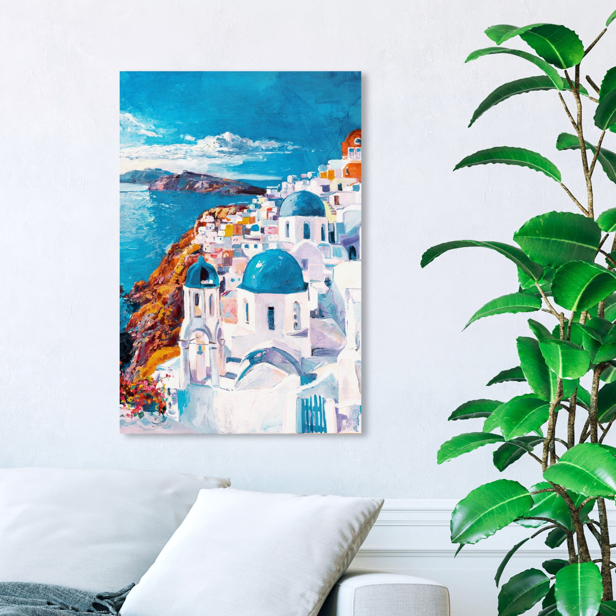Wynwood Studio 'Beautiful Day in Greece' World and Countries Wall Art Canvas Print - White, Blue, 20" x 30"