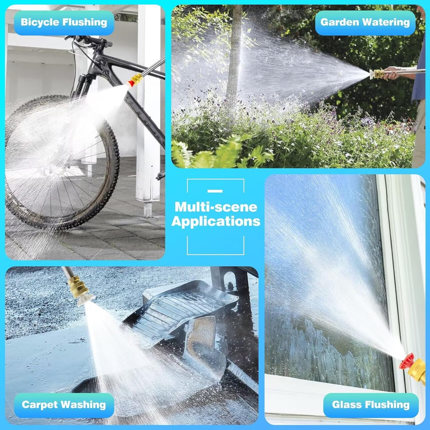 Byseng Cordless Pressure Washer, 500PSI Portable Cordless Powerful Washer with 48Vh Rechargeable Battery 5m Water Pipe