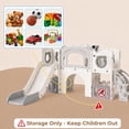 thumbnail image 6 of Pirecart 10 in 1 Toddler Slide Playset, Kids Climber Slide Indoor Outdoor Playground with Drawing Board, Tunnel & Storage,for Age 3+, Grayish White, 6 of 8