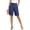 DF06_Navy, variant on Dwellite Linen Short for Women Summer Bermuda Shorts with Pockets Dressy Casual Button Wide Leg Beach Short Navy XL