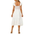thumbnail image 3 of INSPIRE CHIC Women's Sundress Square Neck Ruffle Tiered Boho Midi Dress XS White, 3 of 6