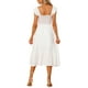 thumbnail image 3 of Vestido midi bohemio de tirantes con volantes y escote cuadrado para mujer INSPIRE CHIC, color blanco, talla 3XL, 3 of 6