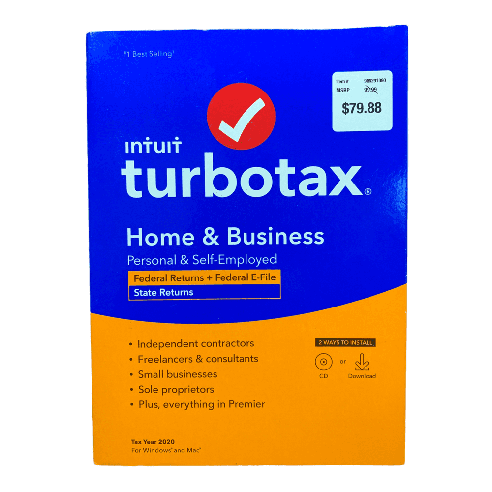 Intuit Turbotax Home & Business 2020 for Windows and Mac, Physical Disc