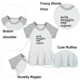 thumbnail image 2 of Milk Snuggle Nap Repeat Funny Dresses For Baby, Newborn Babies Skirts, Infant Princess Dress, 0-24M Kids Graphic Clothes (Gray Raglan Dresses, 6-12 Months), 2 of 5