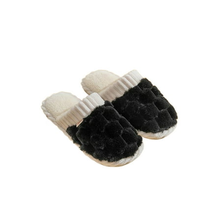 

SIMANLAN Womens Fuzzy Slipper Winter Warm House Shoes Slip On Plush Slippers Bedroom Lightweight Home Shoe Indoor Fluffy Black 9.5-10