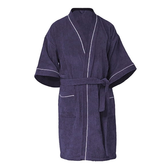 Bata De Baño 100% Algodón Absorbente, Extra Suave con Bolsillos Laterales y Cinturón - Unisex y Unitalla-Marino