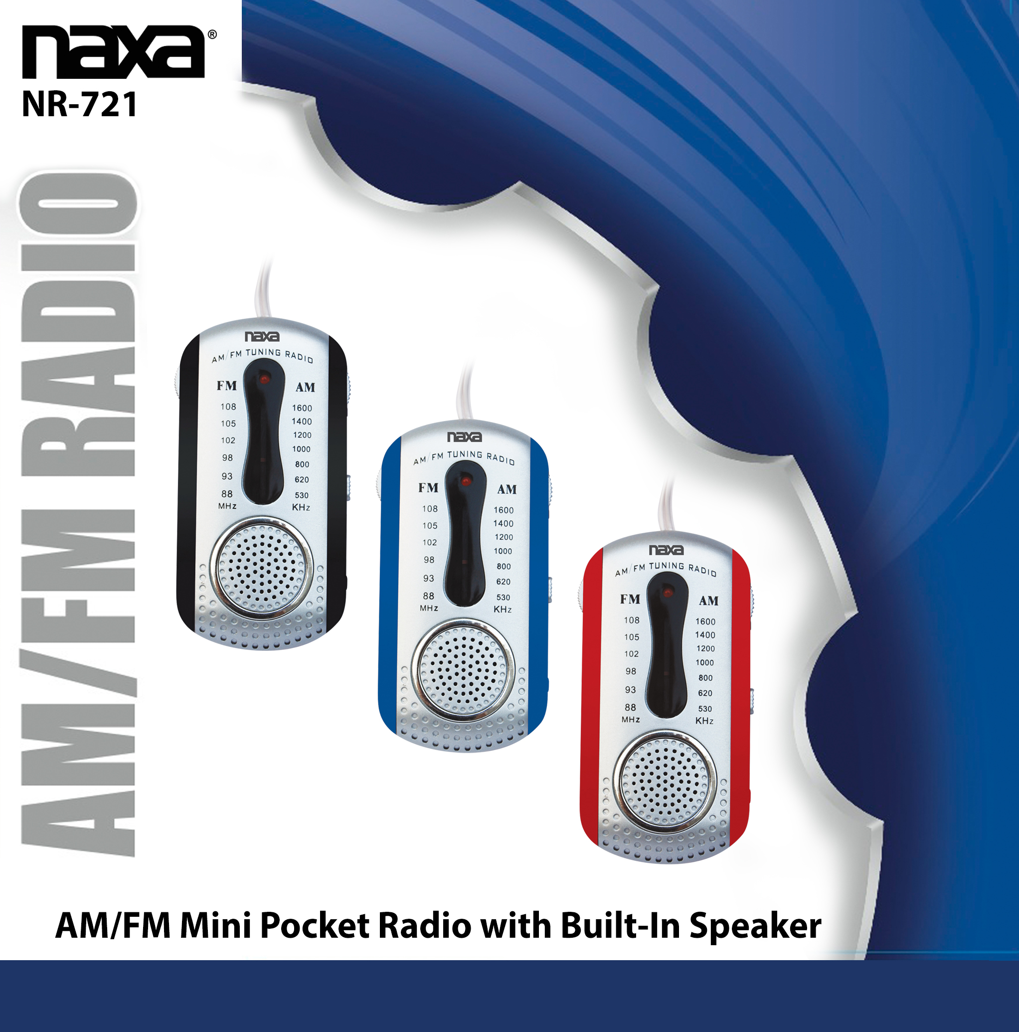 Naxa Electronics NR-721 AM/FM Mini Pocket Radio with Built-In Speaker, Black - image 2 of 4