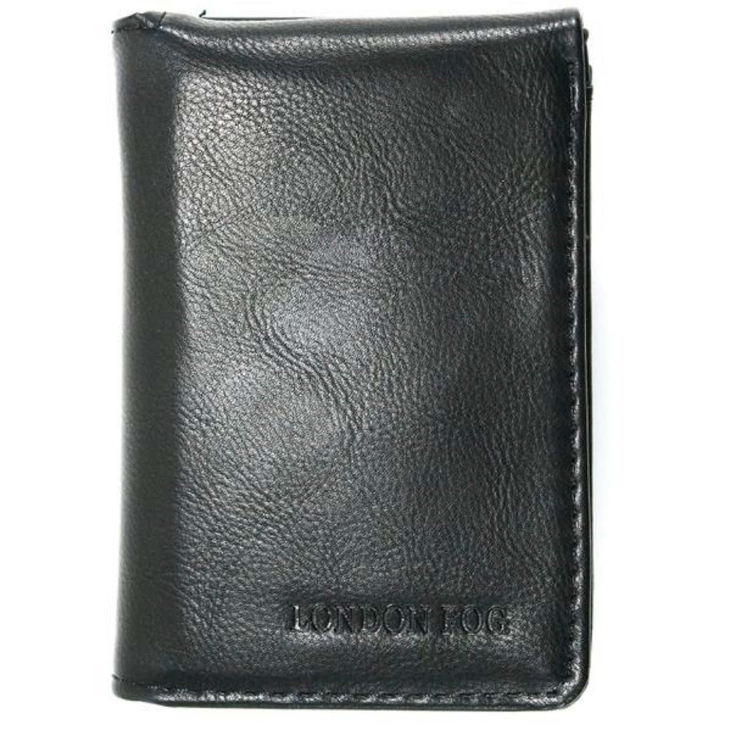 London Fog Men's Genuine Black Leather Wallets - Gift Tin Box (Black ...