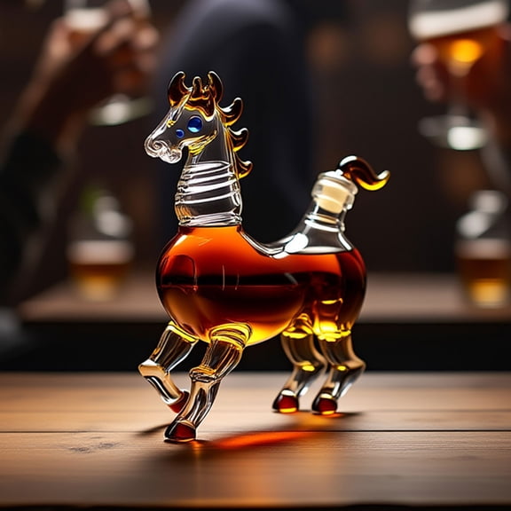 Creative Zodiac Horse Glass Wine Bottle - Portable Whisky Bottle, High Borosilicate Party Glass Bottle for Bar Display and Gift
