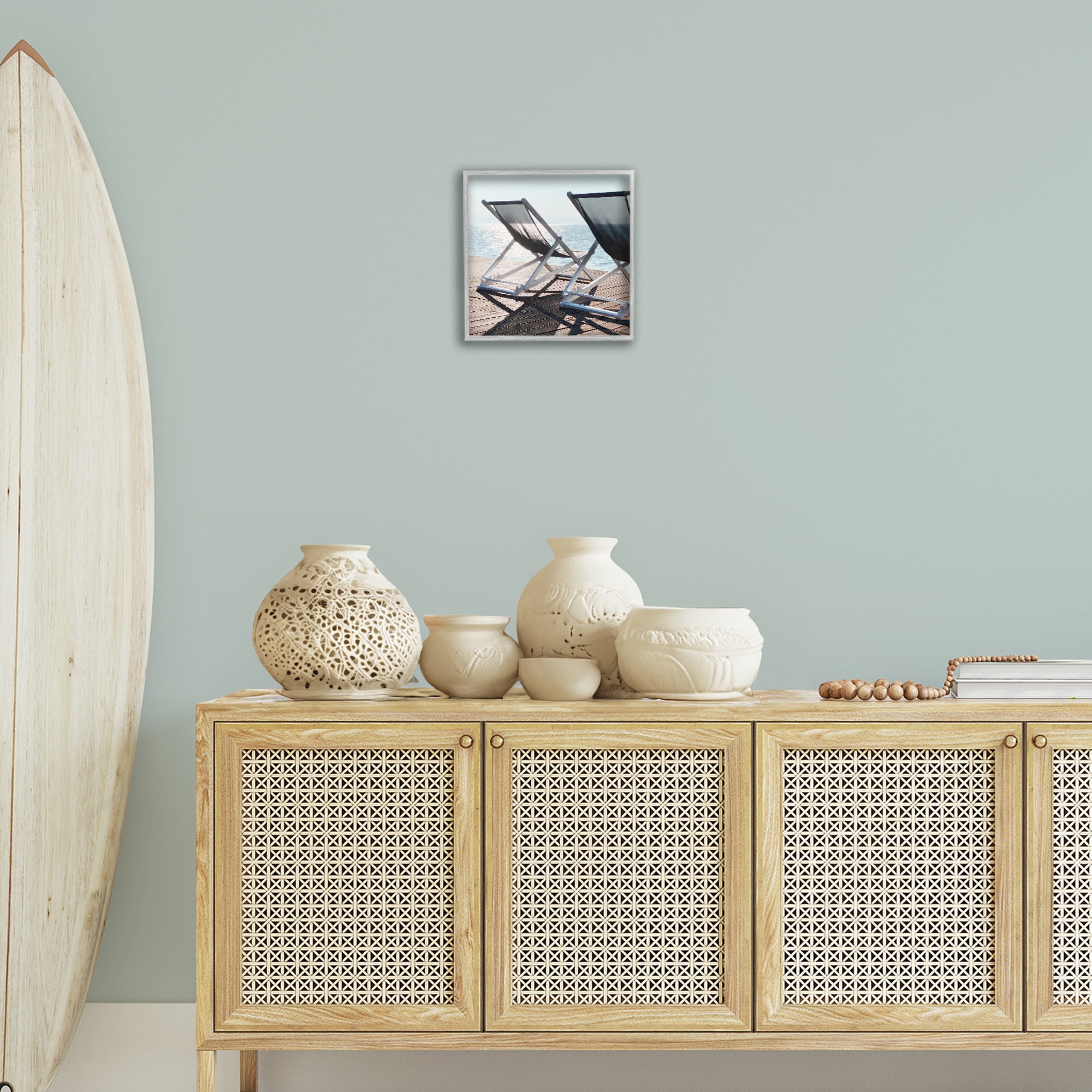 Stupell Industries Beach Shadow Reach Landscape Painting Gray Framed Art Print Wall Art, 12 x 12
