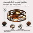 thumbnail image 2 of 20" Black Caged Ceiling Fan with Light - Flush Mount Farmhouse Style, Remote Control, Reversible Motor, 6-Speed, Includes 5 E26 Bulbs, for Bedroom/Living Room, 2 of 11