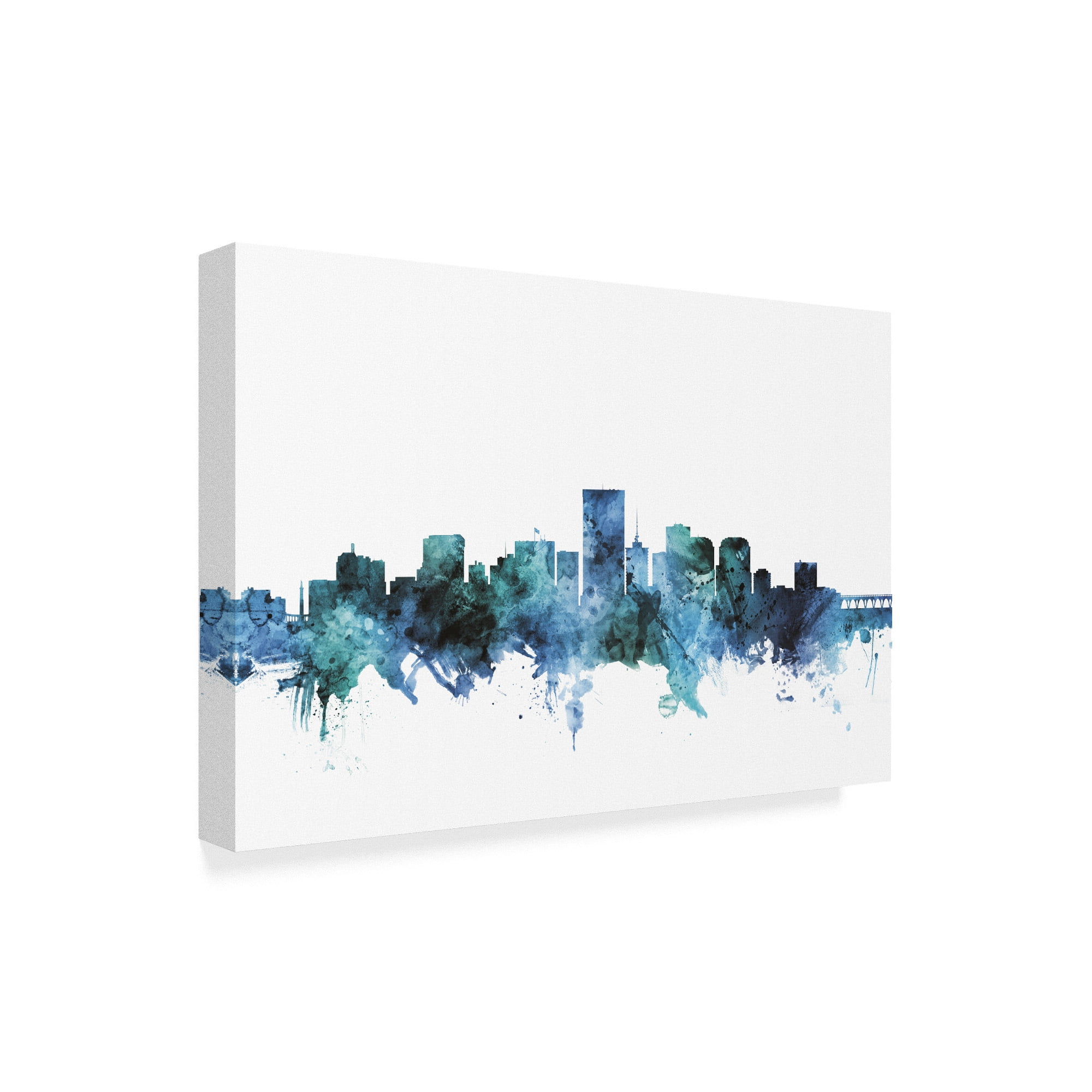Trademark Fine Art 'Richmond Virginia Blue Teal Skyline' Canvas Art by Michael Tompsett