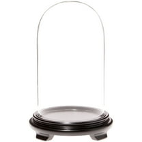 Plymor 5.5" x 10" Glass Display Dome Cloche (Black Wood Veneer Footed Base)