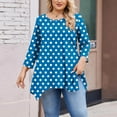thumbnail image 5 of Xdegoge Plus Size Tunic Tops for Women 3/4 Sleeve Pleated Shirts Crewneck Dressy Casual Blouses Polka Dot Stretch Soft Comft Loose Fit Tshirt Fall Fashion Clothes Streetwear, 5 of 7