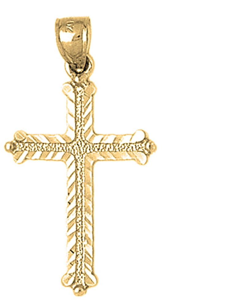 Jewels Obsession Silver Budded Crucifix Pendant 14K Yellow Gold-plated 925 Silver Budded Crucifix Pendant