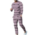 thumbnail image 2 of Wavsuf Men's Sweatsuits Set 2 piece Jogger Set for Men Tight Stripe Shirt Sweatshirt and Sweatpants Pink Size 5XL, 2 of 7