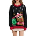 thumbnail image 2 of Family Matching Ugly Christmas Sweater Reindeer Snowflake Print Long Sleeve Crew Neck Knit Holiday Jumper Tops Outfit, 2 of 7