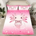 thumbnail image 2 of Manfei Girly Pink Axolotl Twin Sheet Sets for Teen, Kawaii Cute Animal Twin Fitted Sheet, Princess Cartoon Style Flat Sheet, Lightweight Room Decor, 3 Pieces, 2 of 7