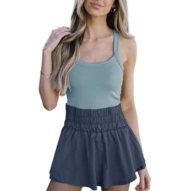 SUNSIOM Robe de Tennis pour Femme Jupe-Short Dessous Couleur Unie Sans Manches Robes Athlétiques Entraînement Robe de Golf