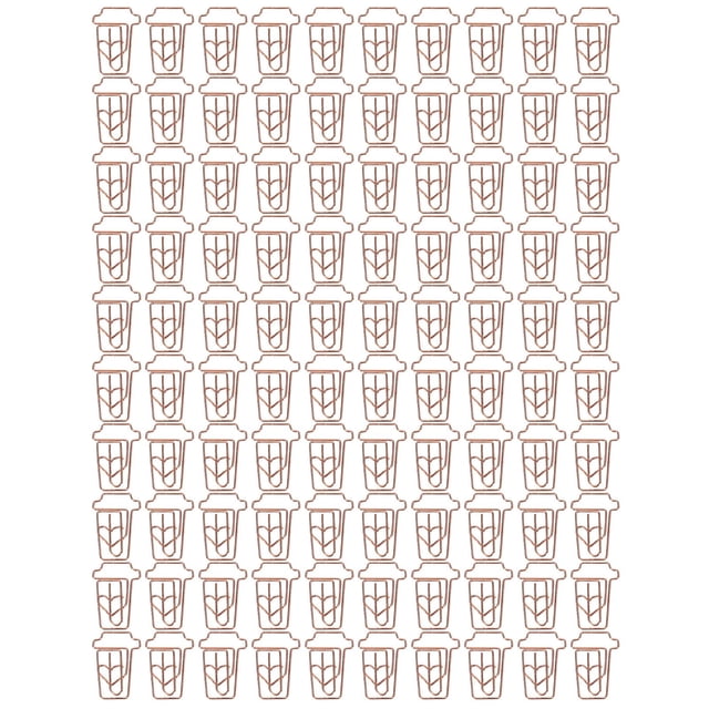 100 clips de papel innovadores con forma de taza de café rosa, miniclips de metal reutilizables para oficina, escuela, hogar