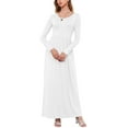 thumbnail image 6 of Women's Long Sleeve Loose Plain Maxi Dresses Casual Long Dresses with Pockets,US Size,Long Sleeve Dark green,L, 6 of 9
