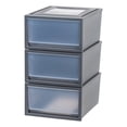 thumbnail image 1 of IRIS USA Plastic Stacking Storage Chest with Pullout Drawers, Gray, Set of 3, 1 of 7