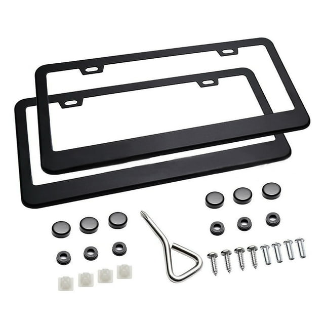License Plate Frames Narrow Edges Obstruction-Free License Plate Holders Stainless Steel License Plate Mounting Kit