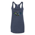 thumbnail image 2 of Wild Bobby, Colorful Rainbow Patterned Butterfly Animal Lover Tri-Blend Racerback Tank Top, Vintage Navy, Large, 2 of 3