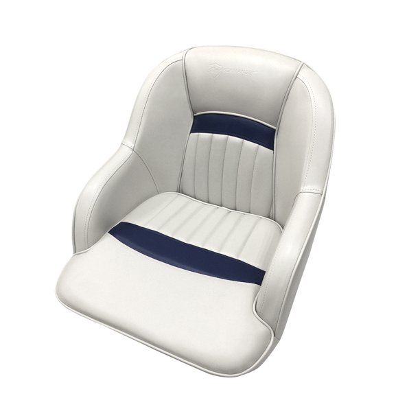 Seamander Captains Chair Pontoon Boat seat S1040 Series, Ivory/Blue