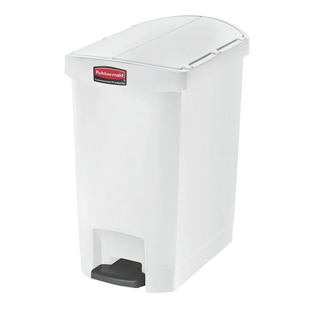 Rubbermaid 1883556 Slim Jim 8-Gallon Plastic Garbage Can, Step-On Front Pedal