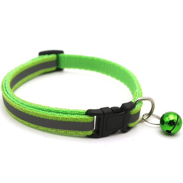 2 Piezas Collar de Gato Reflectante con Campana, Collares de Seguridad Ajustables para Recién Nacidos para Cachorros o Gatitos Collares Verde JM