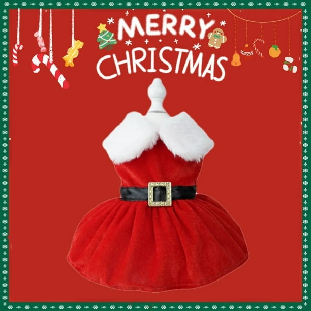 Ropa de Navidad para perros, vestido para cachorros pequeños, cintura con lazo, disfraz para mascotas, vestido de princesa para fiesta de Navidad, falda para cachorros