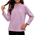 thumbnail image 4 of Big Girls Cute Undershirts Mock Neck Printed Fleece Pullover Drop Shoulder Warm Casual Fall Winter Outfits Purple 7-8Years, 4 of 5