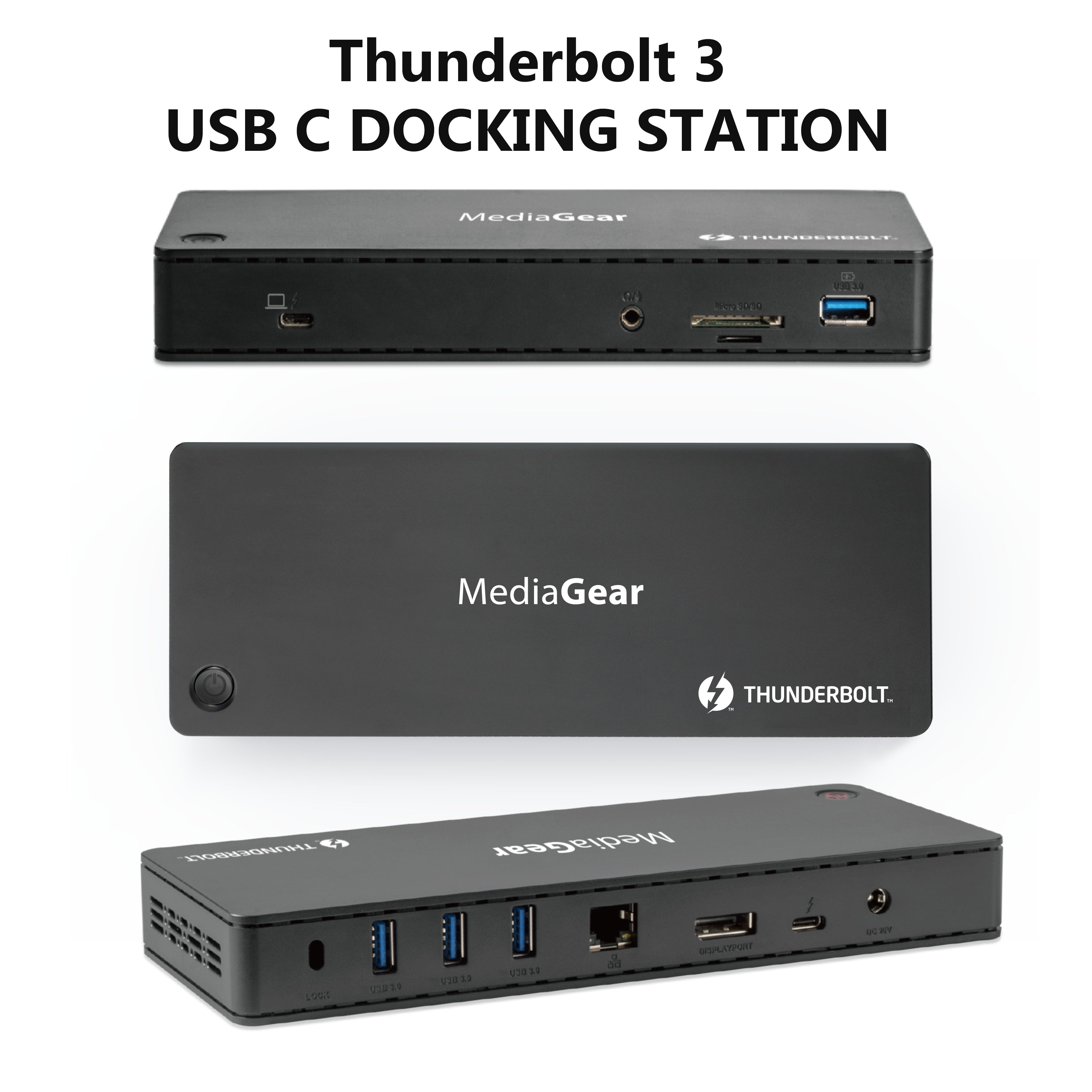 2-Port Thunderbolt 3 40Gb/s,DisplayPort,4 X USB 3.0 Ports,Gigabit Ethernet,SD/Micro SD Card Reader Intel Certified Wavlink Thunderbolt 3 Docking Station With Dual 4K Display,100W Charging