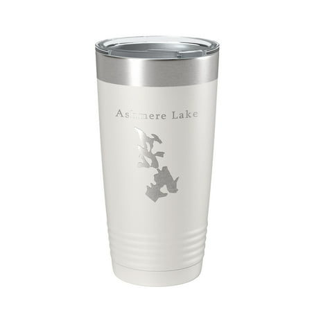 

Ashmere Lake Map Tumbler Travel Mug Insulated Laser Engraved Coffee Cup Massachusetts 20 oz White