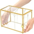 thumbnail image 5 of Glass Card Box with Slot, Large Gold Clear Card Box for Wedding Receptions, Decorative Storage Box with Lock for Baby Shower, Birthday Party, Bridal Shower, 5 of 9