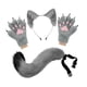 thumbnail image 3 of Conjunto de diadema con orejas de animal y guantes de cola para disfrazarse de una hermosa cola larga para fiestas temáticas. Gris, 3 of 8