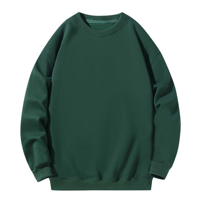 Penkiiy Chandail à Col Rond pour Homme à Manches Longues, Léger, en Tissu Éponge, Chandail Décontracté d'Entraînement, Chandail à Enfiler, Hauts 3TG Vert